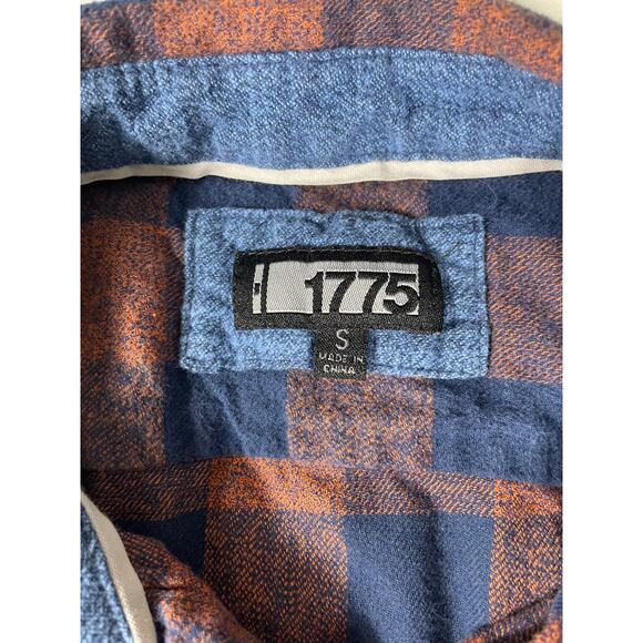 1775 Orange Navy Buffalo Plaid Flannel Shirt Sz Small - Picture 5 of 5